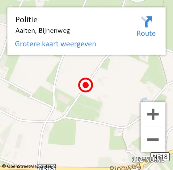 Locatie op kaart van de 112 melding: Politie Aalten, Bijnenweg op 2 juli 2019 19:21