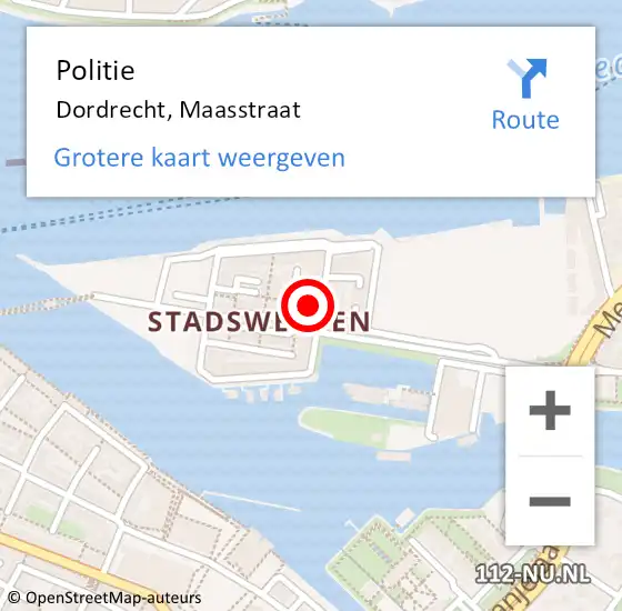 Locatie op kaart van de 112 melding: Politie Dordrecht, Maasstraat op 2 juli 2019 19:28