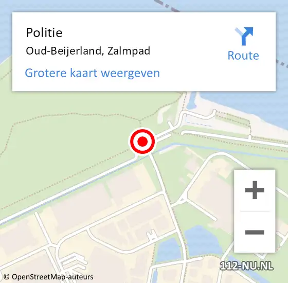 Locatie op kaart van de 112 melding: Politie Oud-Beijerland, Zalmpad op 2 juli 2019 19:33