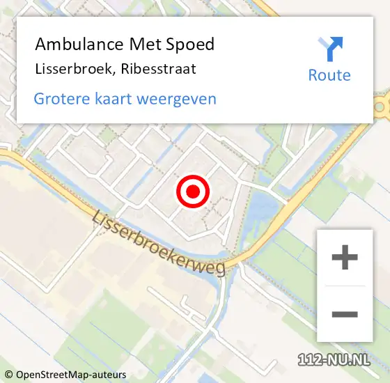 Locatie op kaart van de 112 melding: Ambulance Met Spoed Naar Lisserbroek, Ribesstraat op 2 juli 2019 19:39