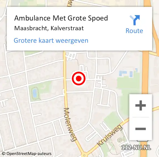 Locatie op kaart van de 112 melding: Ambulance Met Grote Spoed Naar Maasbracht, Kalverstraat op 6 april 2014 11:50