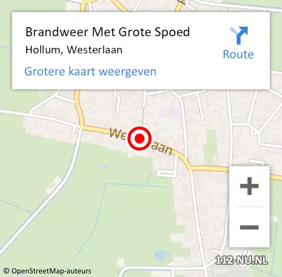 Locatie op kaart van de 112 melding: Brandweer Met Grote Spoed Naar Hollum, Westerlaan op 2 juli 2019 21:12