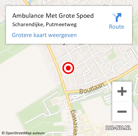 Locatie op kaart van de 112 melding: Ambulance Met Grote Spoed Naar Scharendijke, Putmeetweg op 6 april 2014 11:56