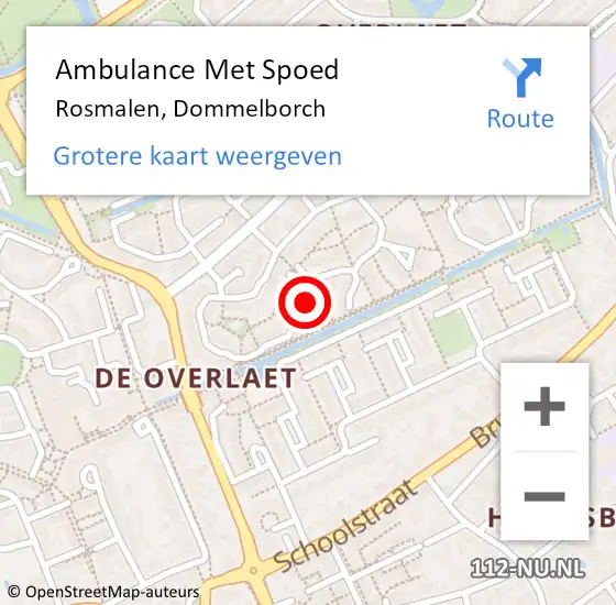 Locatie op kaart van de 112 melding: Ambulance Met Spoed Naar Rosmalen, Dommelborch op 2 juli 2019 22:17