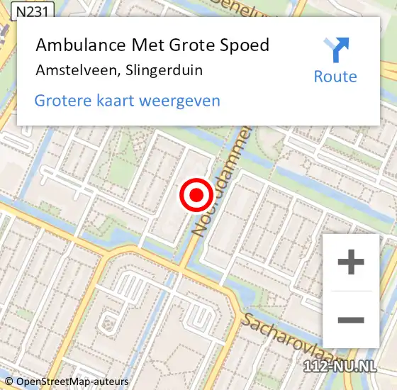 Locatie op kaart van de 112 melding: Ambulance Met Grote Spoed Naar Amstelveen, Slingerduin op 2 juli 2019 22:35