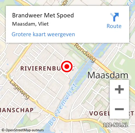 Locatie op kaart van de 112 melding: Brandweer Met Spoed Naar Maasdam, Vliet op 2 juli 2019 23:17