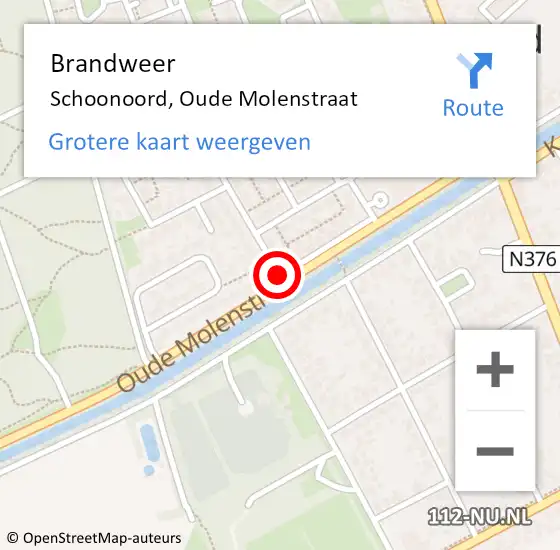 Locatie op kaart van de 112 melding: Brandweer Schoonoord, Oude Molenstraat op 3 juli 2019 00:33