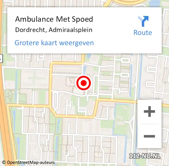 Locatie op kaart van de 112 melding: Ambulance Met Spoed Naar Dordrecht, Admiraalsplein op 3 juli 2019 01:24