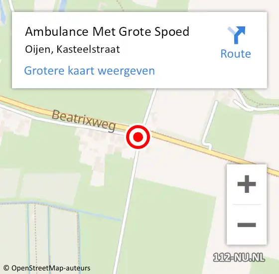 Locatie op kaart van de 112 melding: Ambulance Met Grote Spoed Naar Oijen, Kasteelstraat op 3 juli 2019 01:26