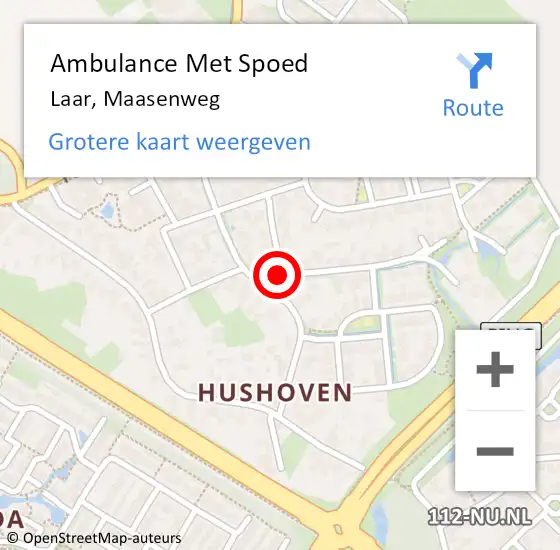 Locatie op kaart van de 112 melding: Ambulance Met Spoed Naar Laar, Maasenweg op 6 april 2014 12:19