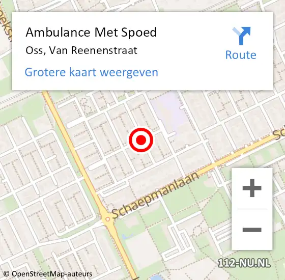 Locatie op kaart van de 112 melding: Ambulance Met Spoed Naar Oss, Van Reenenstraat op 3 juli 2019 03:52