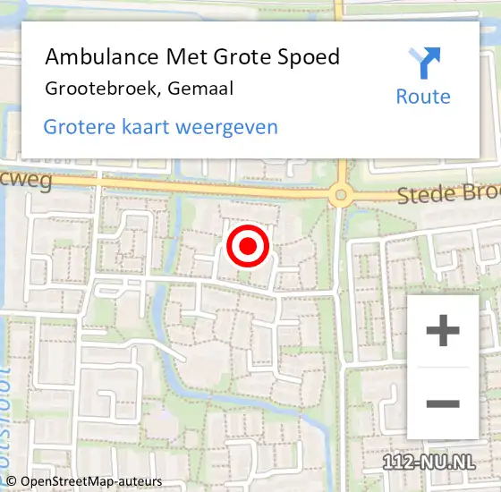 Locatie op kaart van de 112 melding: Ambulance Met Grote Spoed Naar Grootebroek, Gemaal op 3 juli 2019 05:47