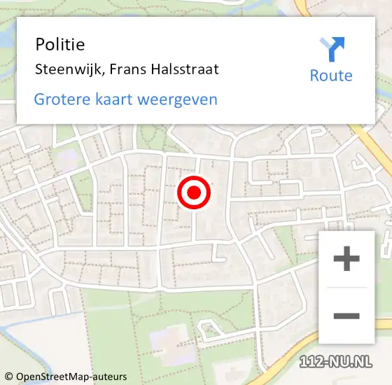 Locatie op kaart van de 112 melding: Politie Steenwijk, Frans Halsstraat op 3 juli 2019 06:36