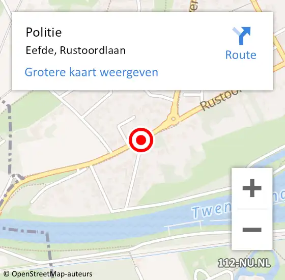 Locatie op kaart van de 112 melding: Politie Eefde, Rustoordlaan op 3 juli 2019 07:13