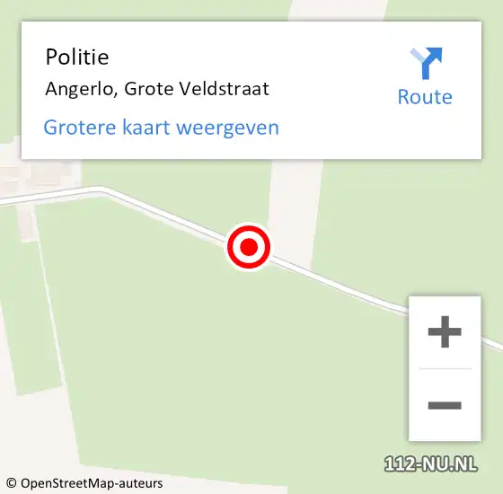 Locatie op kaart van de 112 melding: Politie Angerlo, Grote Veldstraat op 3 juli 2019 07:17