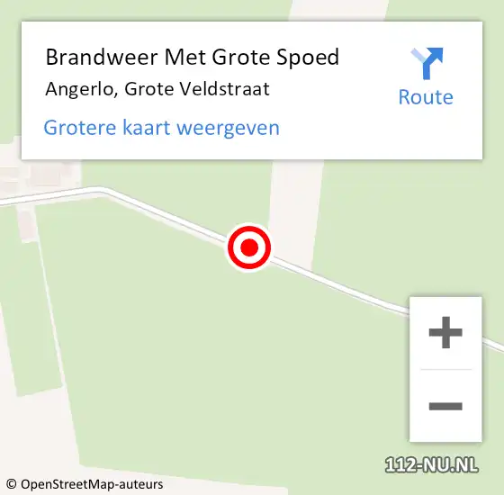 Locatie op kaart van de 112 melding: Brandweer Met Grote Spoed Naar Angerlo, Grote Veldstraat op 3 juli 2019 07:25