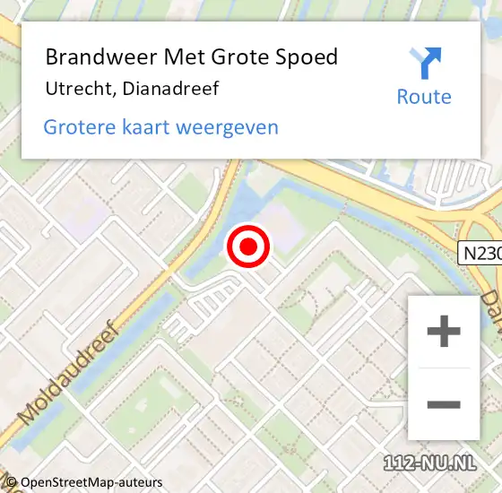 Locatie op kaart van de 112 melding: Brandweer Met Grote Spoed Naar Utrecht, Dianadreef op 3 juli 2019 07:26