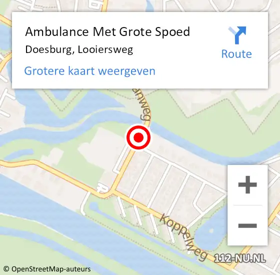 Locatie op kaart van de 112 melding: Ambulance Met Grote Spoed Naar Doesburg, Looiersweg op 3 juli 2019 08:12