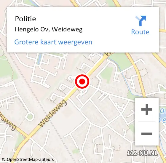 Locatie op kaart van de 112 melding: Politie Hengelo Ov, Weideweg op 3 juli 2019 08:13