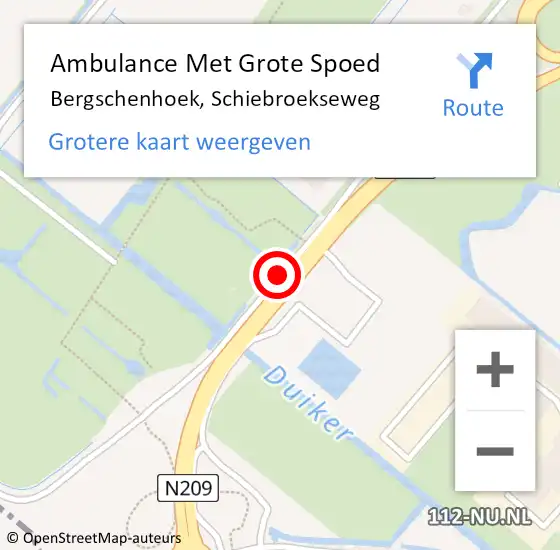 Locatie op kaart van de 112 melding: Ambulance Met Grote Spoed Naar Bergschenhoek, Schiebroekseweg op 3 juli 2019 10:31