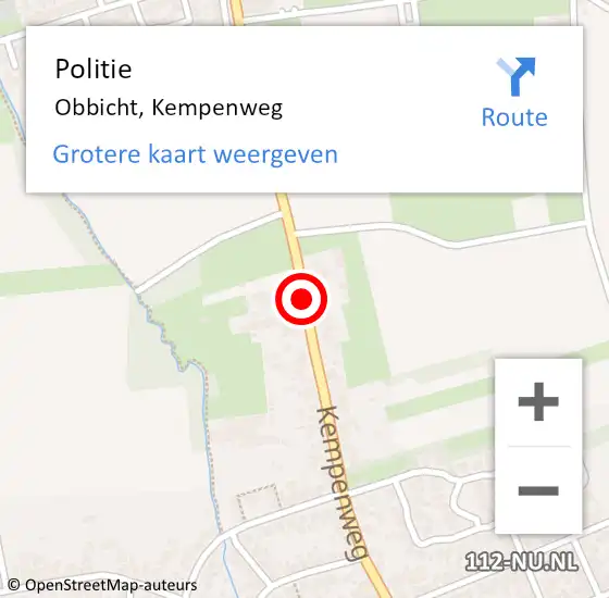 Locatie op kaart van de 112 melding: Politie Obbicht, Kempenweg op 3 juli 2019 11:44