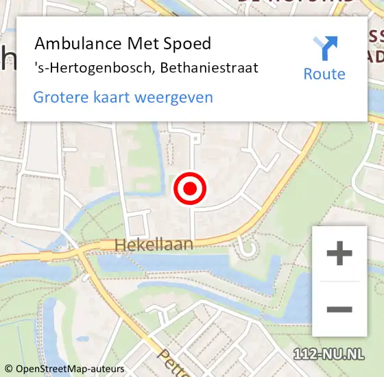 Locatie op kaart van de 112 melding: Ambulance Met Spoed Naar 's-Hertogenbosch, Bethaniestraat op 3 juli 2019 11:59