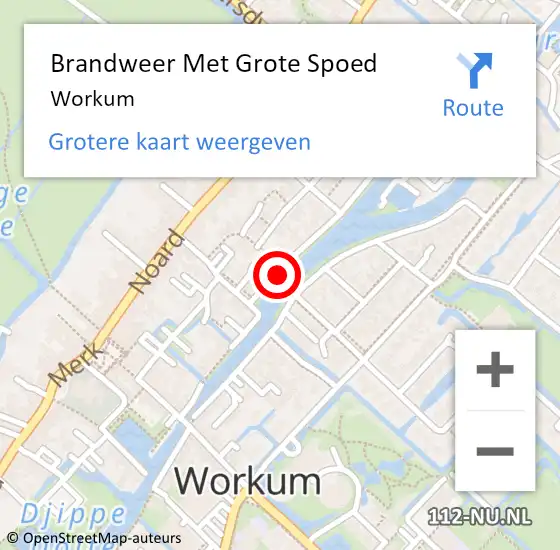 Locatie op kaart van de 112 melding: Brandweer Met Grote Spoed Naar Workum op 3 juli 2019 12:13