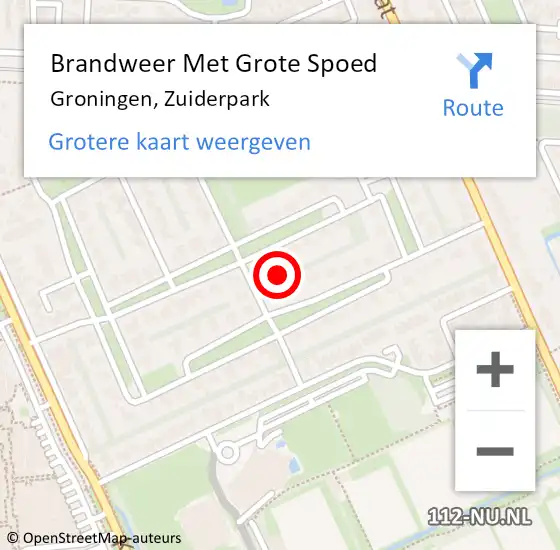 Locatie op kaart van de 112 melding: Brandweer Met Grote Spoed Naar Groningen, Zuiderpark op 3 juli 2019 12:23