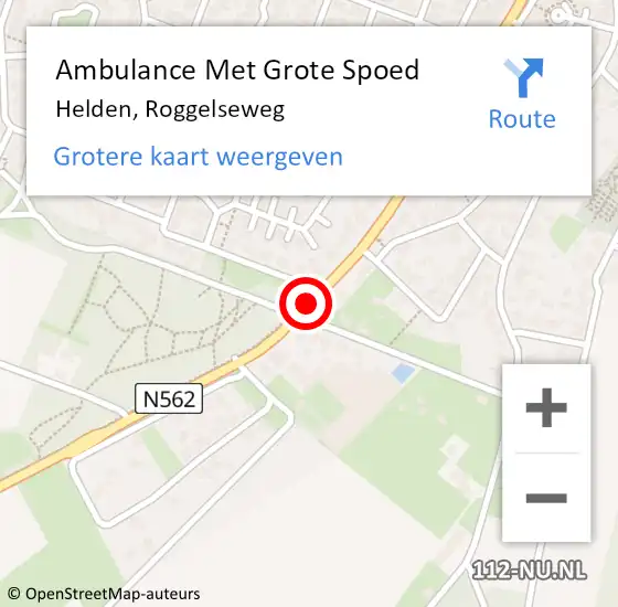 Locatie op kaart van de 112 melding: Ambulance Met Grote Spoed Naar Helden, Roggelseweg op 3 juli 2019 12:42