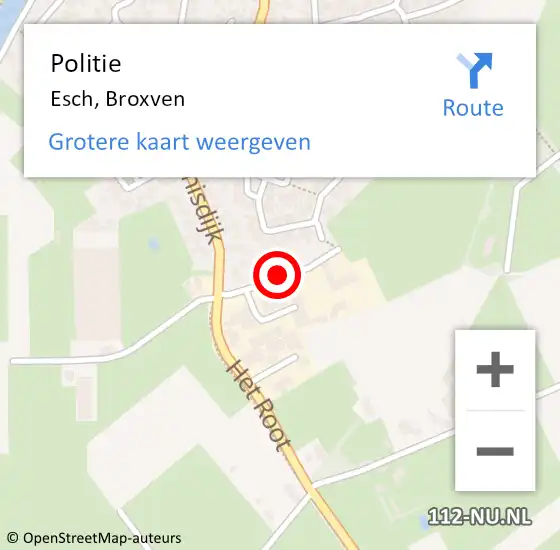 Locatie op kaart van de 112 melding: Politie Esch, Broxven op 3 juli 2019 13:01