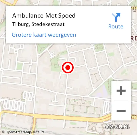 Locatie op kaart van de 112 melding: Ambulance Met Spoed Naar Tilburg, Stedekestraat op 3 juli 2019 13:10