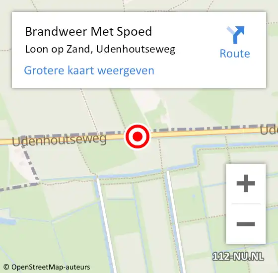 Locatie op kaart van de 112 melding: Brandweer Met Spoed Naar Loon op Zand, Udenhoutseweg op 3 juli 2019 13:12