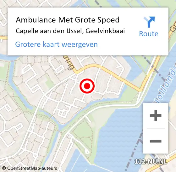 Locatie op kaart van de 112 melding: Ambulance Met Grote Spoed Naar Capelle aan den IJssel, Geelvinkbaai op 3 juli 2019 13:32