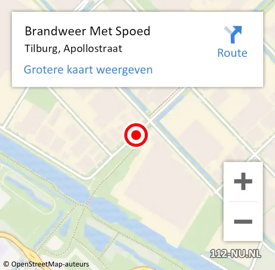 Locatie op kaart van de 112 melding: Brandweer Met Spoed Naar Tilburg, Apollostraat op 3 juli 2019 13:41