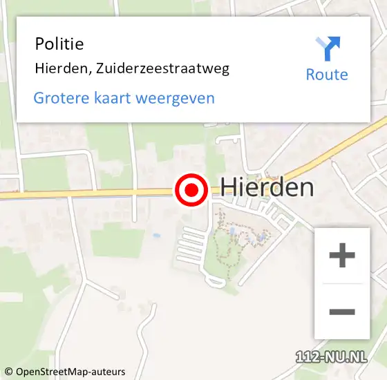 Locatie op kaart van de 112 melding: Politie Hierden, Zuiderzeestraatweg op 3 juli 2019 15:01