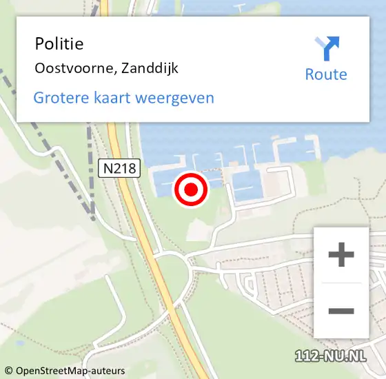 Locatie op kaart van de 112 melding: Politie Oostvoorne, Zanddijk op 3 juli 2019 15:29