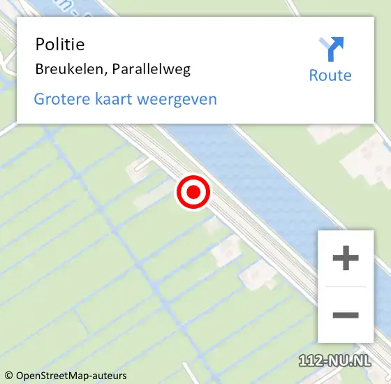 Locatie op kaart van de 112 melding: Politie Breukelen, Parallelweg op 3 juli 2019 15:31