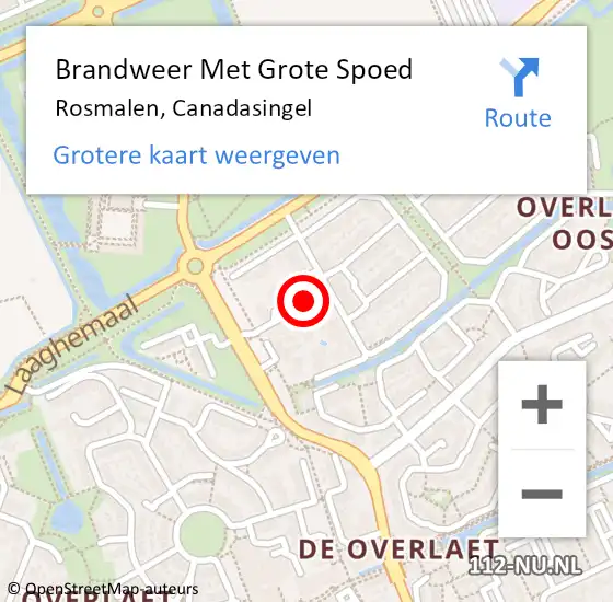 Locatie op kaart van de 112 melding: Brandweer Met Grote Spoed Naar Rosmalen, Canadasingel op 3 juli 2019 15:55