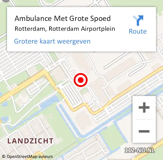 Locatie op kaart van de 112 melding: Ambulance Met Grote Spoed Naar Rotterdam, Rotterdam Airportplein op 3 juli 2019 15:56