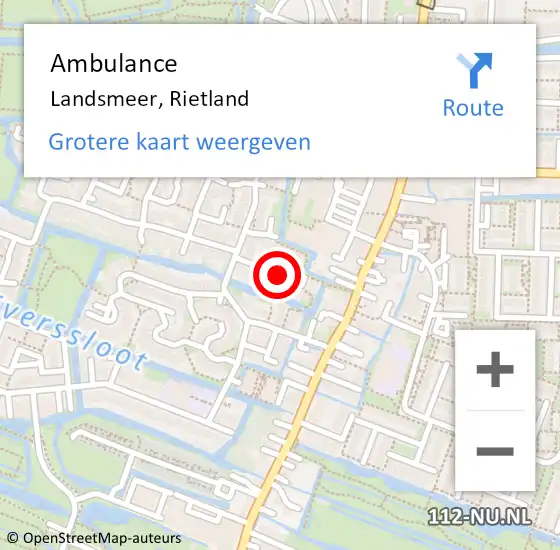 Locatie op kaart van de 112 melding: Ambulance Landsmeer, Rietland op 3 juli 2019 16:02