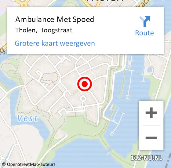 Locatie op kaart van de 112 melding: Ambulance Met Spoed Naar Tholen, Hoogstraat op 3 juli 2019 16:12