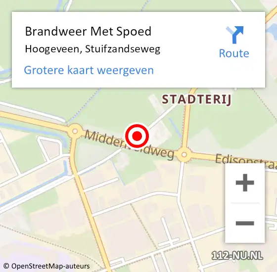 Locatie op kaart van de 112 melding: Brandweer Met Spoed Naar Hoogeveen, Stuifzandseweg op 3 juli 2019 16:38