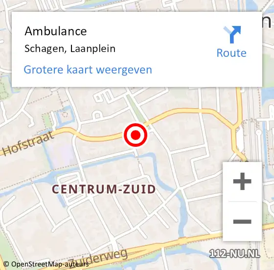 Locatie op kaart van de 112 melding: Ambulance Schagen, Laanplein op 3 juli 2019 17:10