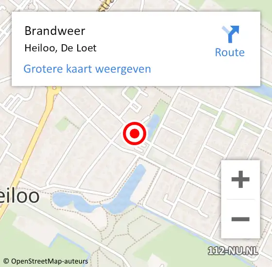 Locatie op kaart van de 112 melding: Brandweer Heiloo, De Loet op 3 juli 2019 17:18