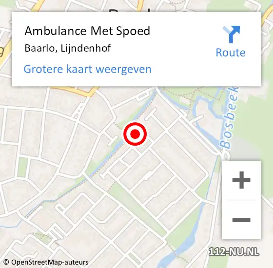 Locatie op kaart van de 112 melding: Ambulance Met Spoed Naar Baarlo, Lijndenhof op 6 april 2014 13:39