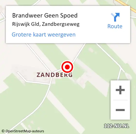 Locatie op kaart van de 112 melding: Brandweer Geen Spoed Naar Rijswijk Gld, Zandbergseweg op 3 juli 2019 18:38