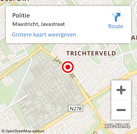 Locatie op kaart van de 112 melding: Politie Maastricht, Javastraat op 3 juli 2019 18:50