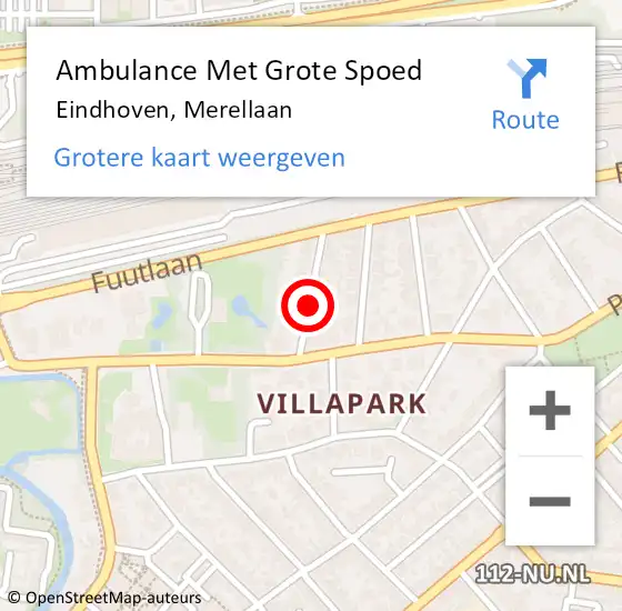 Locatie op kaart van de 112 melding: Ambulance Met Grote Spoed Naar Eindhoven, Merellaan op 3 juli 2019 19:23