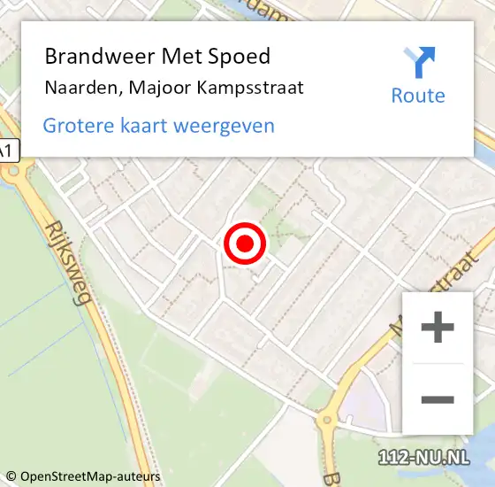 Locatie op kaart van de 112 melding: Brandweer Met Spoed Naar Naarden, Majoor Kampsstraat op 3 juli 2019 19:25