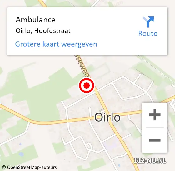 Locatie op kaart van de 112 melding: Ambulance Oirlo, Hoofdstraat op 6 april 2014 13:50